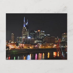 Postal Luzes Noturnas Refletem Nashville,Tn - Cartão Pos