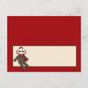 Postal Macaco-meia vermelho do cartão de local gravável