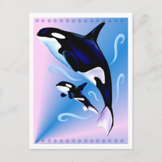 Postal Mamã da orca e cartão do bebê