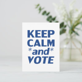 Postal "Mantenha calma e vote" azul branco - cartão posta
