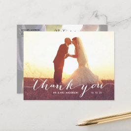 Postal Manuscrito 2 Foto de Casamento Obrigado Cartão Pos
