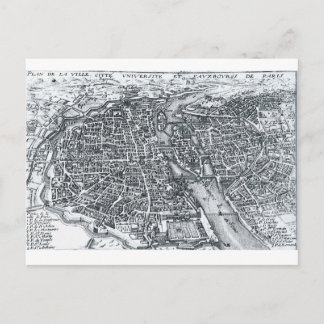 Postal Mapa da Rua do Século XVII em Paris, França Cartão