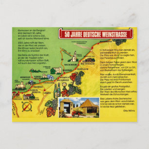 Postal Mapa da Trilha de Vinho da Alemanha - Cartão Posta