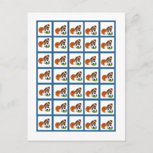 Postal Marcadores de Cartão Bingo Azul All-star