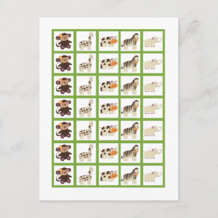 Postal Marcadores de Cartão de Bingo Animais Roxos Jacan