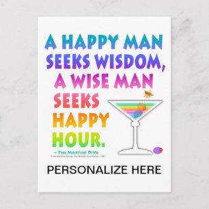 Postal MARTINI ZEN: Homem Sábio Procura Hora Feliz Cartão