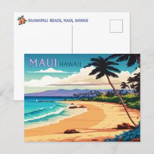 Postal Maui Hawaii Kaanapali Beach Vintage — Cartão posta
