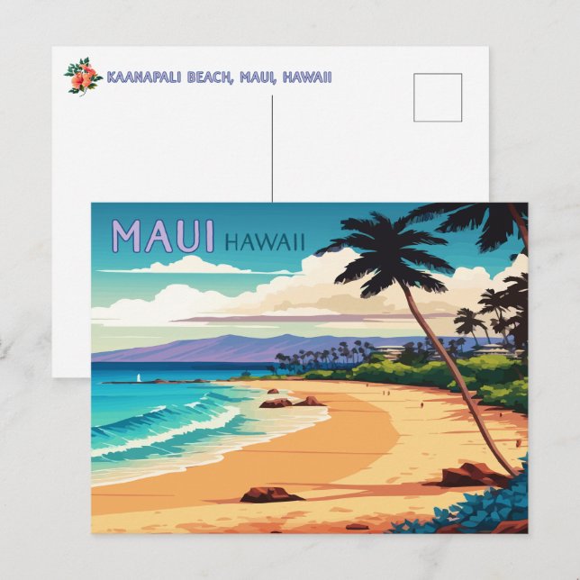 Postal Maui Hawaii Kaanapali Beach Vintage — Cartão posta (Frente/Verso)