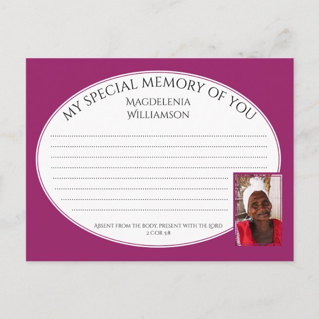 Postal MEMÓRIA ESPECIAL DO SEU Cartão de Memória de Parti (Frente)