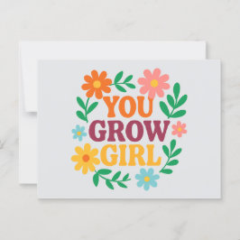Postal Menina crescida - Cartão Inspiracional Floral Bril