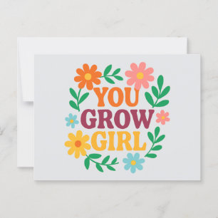 Postal Menina crescida - Cartão Inspiracional Floral Bril