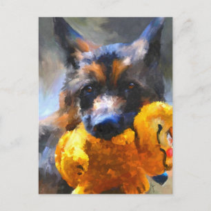 Postal Meu cartão amarelo do german shepherd do amigo