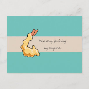 Postal "Miso Desculpe por perder minha tempura" Cartão de