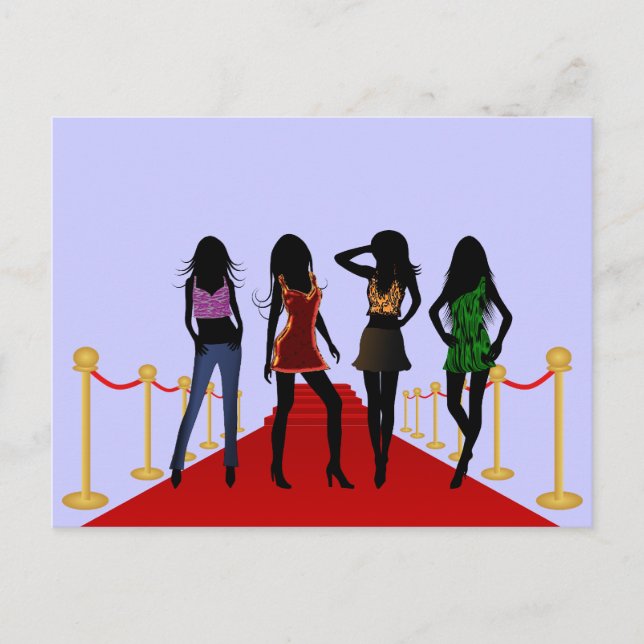 Postal Moças da Moda no Cartão Vermelho (Frente)