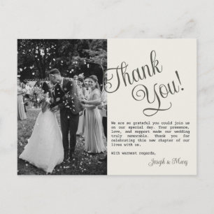 Postal Modelo de cartão de agradecimento de casamento per