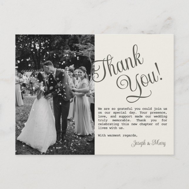 Postal Modelo de cartão de agradecimento de casamento per (Frente)