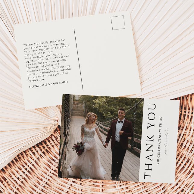Postal Modern Wedding Obrigado Cartão de Posto (Criador carregado)