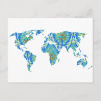 Moderno Boêmian Patternado | Mapa mundial | Cartão