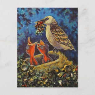 Postal Momma Bird, Cartão de Arte Reciclado