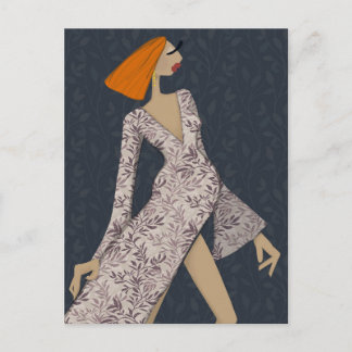 Postal Mulher Confiante Elegante Arte de Moda Glam Cartão