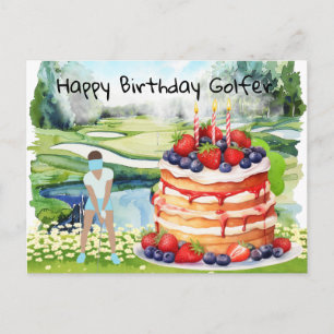 Postal Mulher de golfe está jogando golfe  Cartão de aniv
