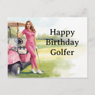 Postal Mulher de golfe está jogando golfe Cartão de aniv