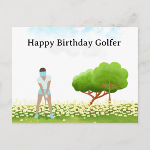 Postal Mulher de golfe está jogando golfe Cartão de aniv