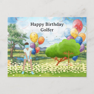 Postal Mulher de golfe está jogando golfe Cartão de anive