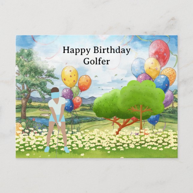 Postal Mulher de golfe está jogando golfe Cartão de anive (Frente)
