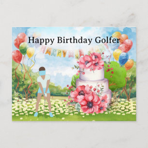 Postal Mulher de golfe está jogando golfe no Cartão de Go