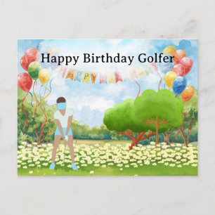 Postal Mulher de golfe está jogando golfe no Cartão de Go