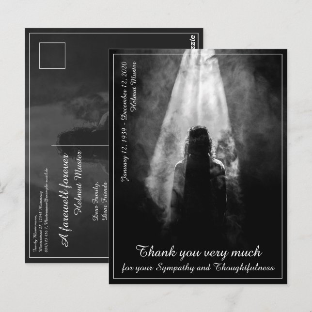 Postal No Luz - Adeus Meu Querido Cartão de Agradecimento (Frente/Verso)