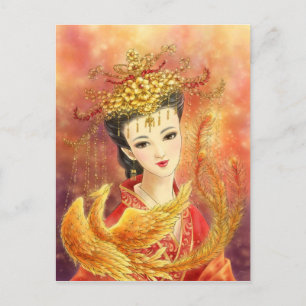 Postal Noiva chinesa com o cartão da fantasia de Phoenix