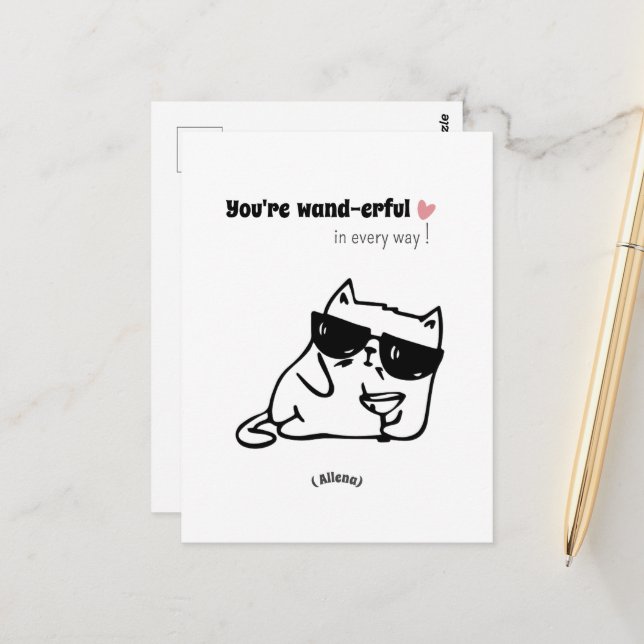 Postal Nome Personalizado De Cartão De Aniversário De Gat (Frente/Verso In Situ)