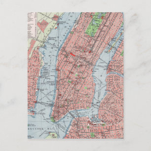 Postal Nova Iorque, Manhattan, mapa de colheita, cartão p