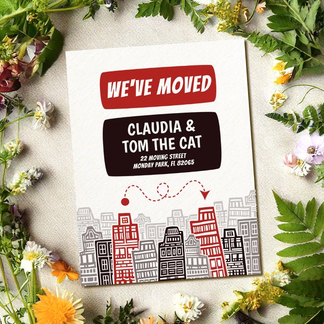 Postal novo cartão de anúncio de mudança de endereço (Criador carregado)