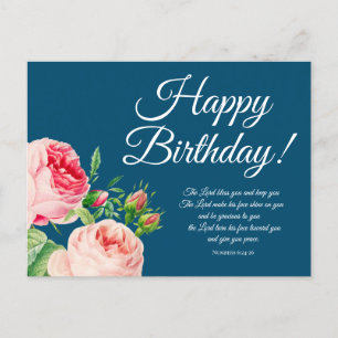 Postal Números Florais 6:24-26 Cartão de Aniversário