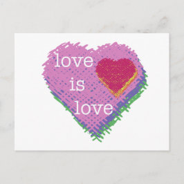 Postal O amor é cartão do coração do amor