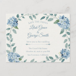 Postal O cartão Blue Bloom Elegant Garden Save The Dates