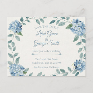 Postal O cartão Blue Bloom Elegant Garden Save The Dates