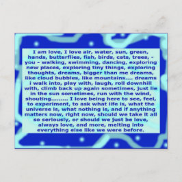 Postal O cartão criativo 4a eu sou amor, sonhos, estando