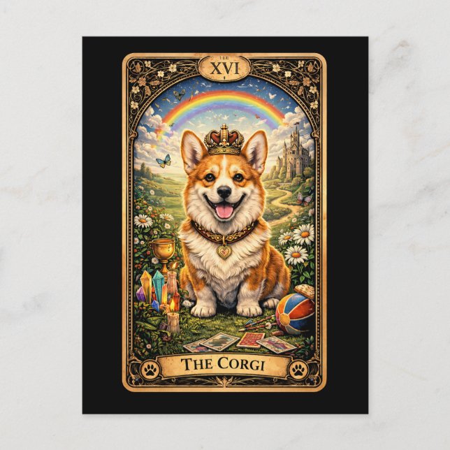 Postal O Cartão de Tarot do Corgi (Frente)