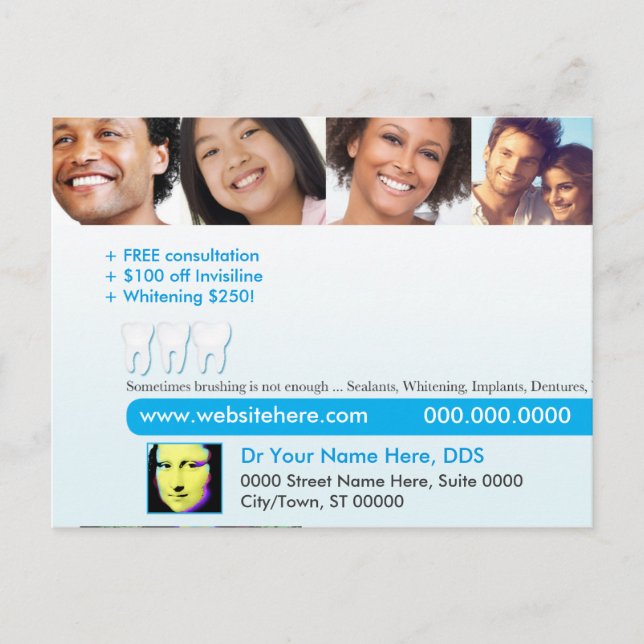 Postal O cartão dental | que escovam às vezes não é (Frente)