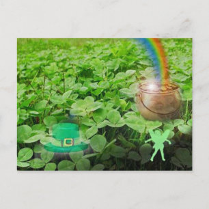 Postal O patch de trevo, cartão de posto