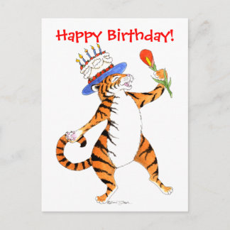 Postal O tigre canta o feliz aniversario - cartão