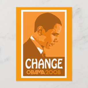 Postal Obama - obscuridade da mudança - cartão alaranja