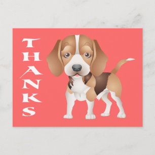 Postal Obrigado Beagle Puppy Dog Saudação Cartão de Posto