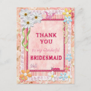 Postal Obrigado Bridesmaid, cartão de artesanato de flore