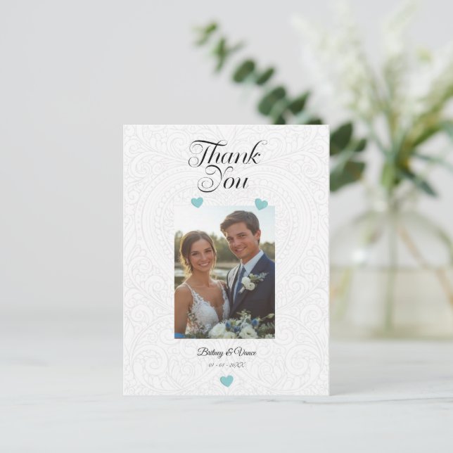 Postal Obrigado - Cartão de Casamento (Em pé/Frente)