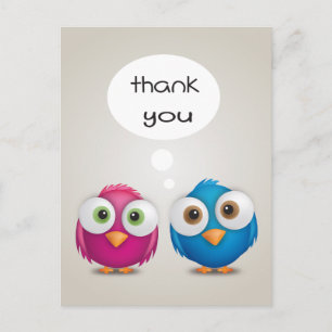 Postal Obrigado Cartão de Posto Pink e Blue Lovebird